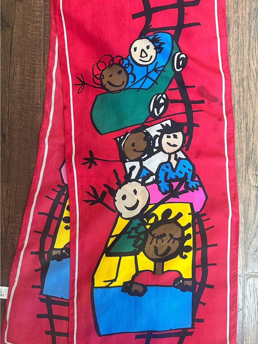 Vintage Johns Hopkins Children’s Center Silk Scarf Train Design Red